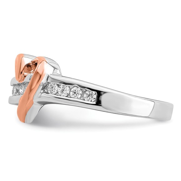 925 Sterling Silver Rhodium-plated Vermeil Polished Heart CZ Ring - Picture 3 of 6